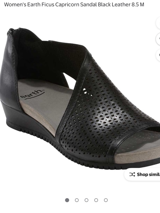 Earth Shoes - Earth Women's Black Perforated Peep-Toe Wedge Sandals Size 8